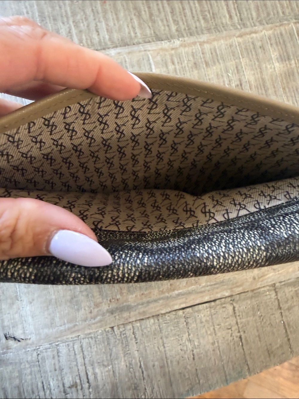 Saint Laurent Gray Patterned Toiletry Bag with Taupe Trim - Picture 4 of 4